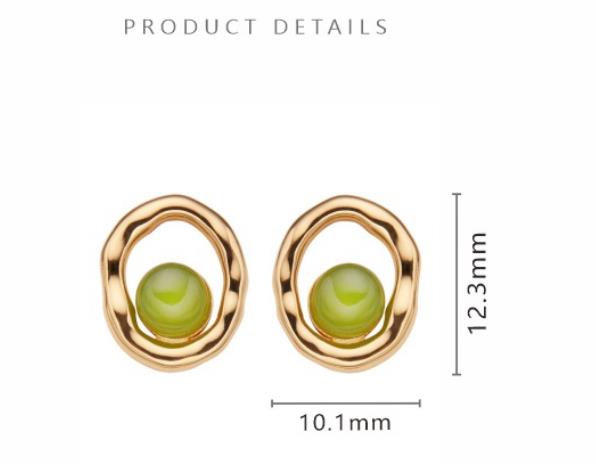 Natural Larimar Hetian Jade and Pearl Stud Earrings